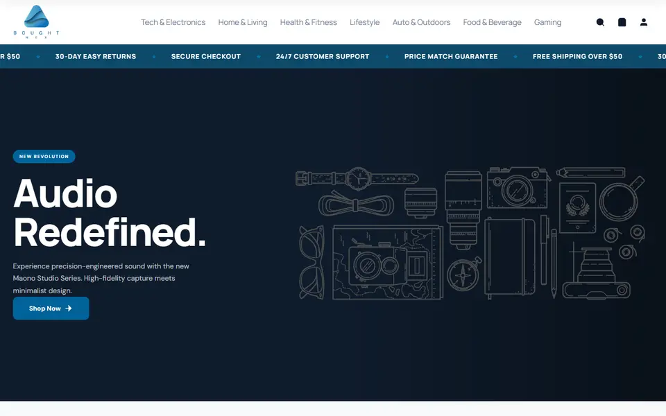 BoughtNex website homepage