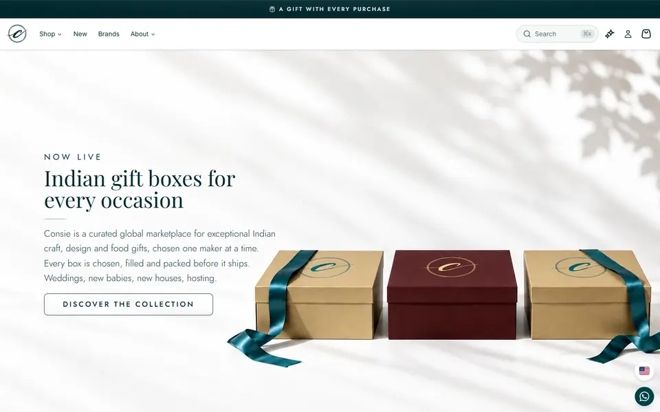 Consie website homepage