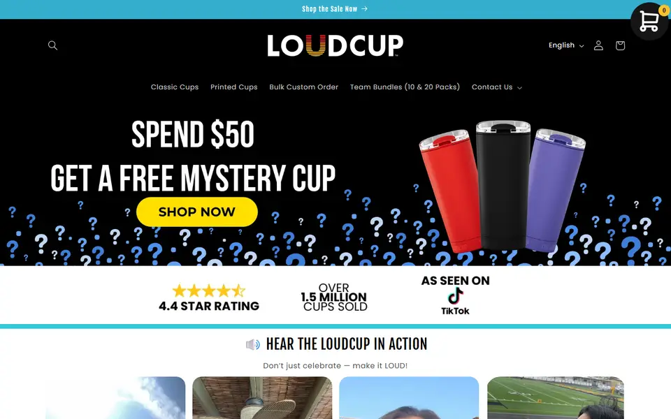 LoudCup website homepage
