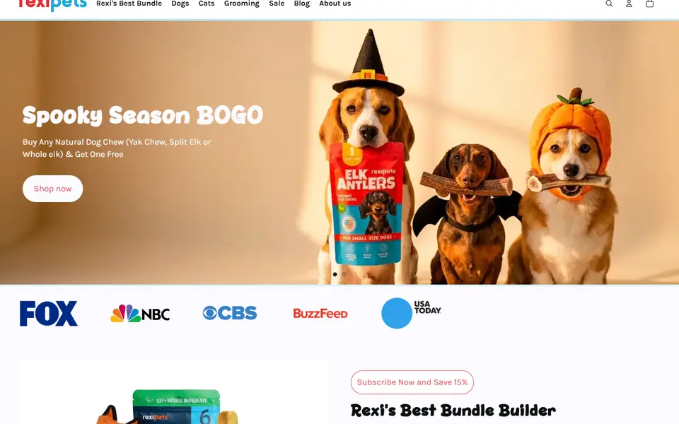 RexiPets website homepage