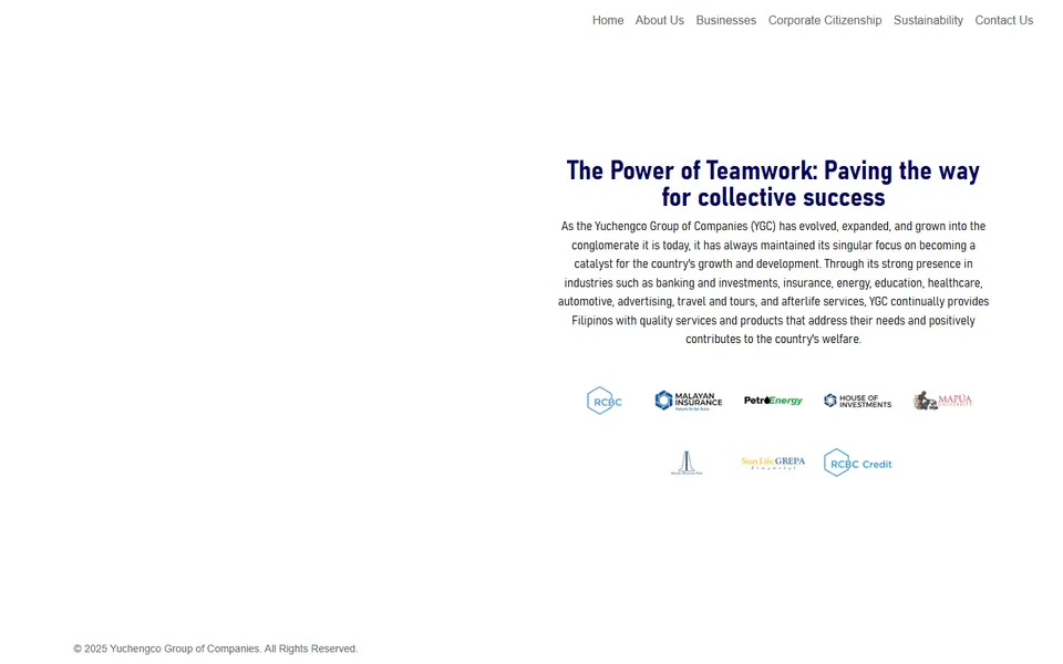 Yuchengco Group of Companies website homepage